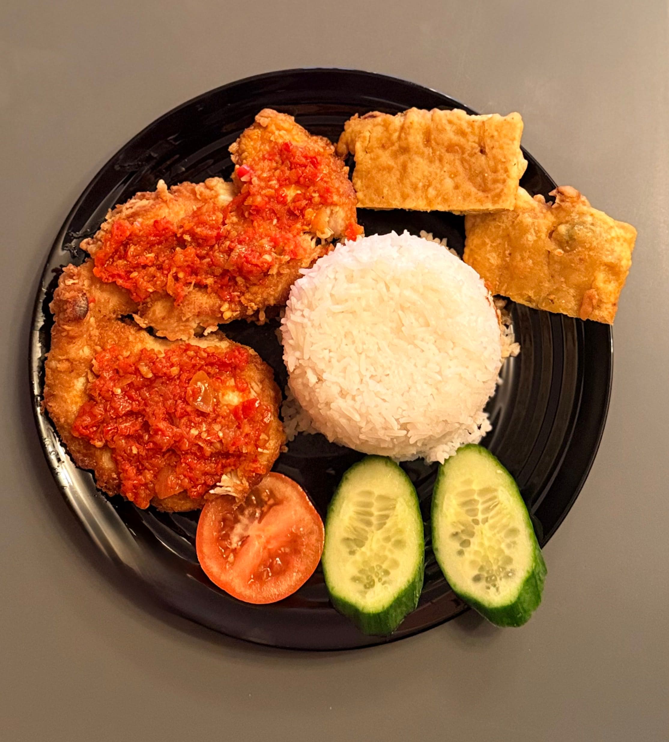 Ayam geprek at Indonesian Cafe